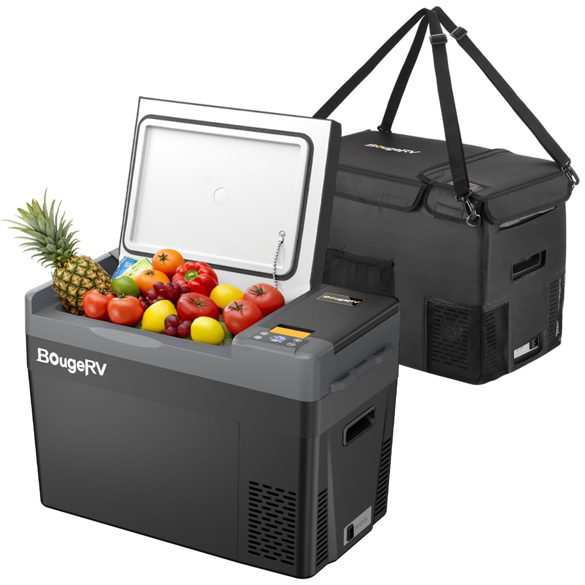 BougeRV 車載冷蔵庫 本体 Amazon.co.jp: BougeRV 車載冷蔵庫 ポータル冷蔵庫 29L 専用バッグ付き