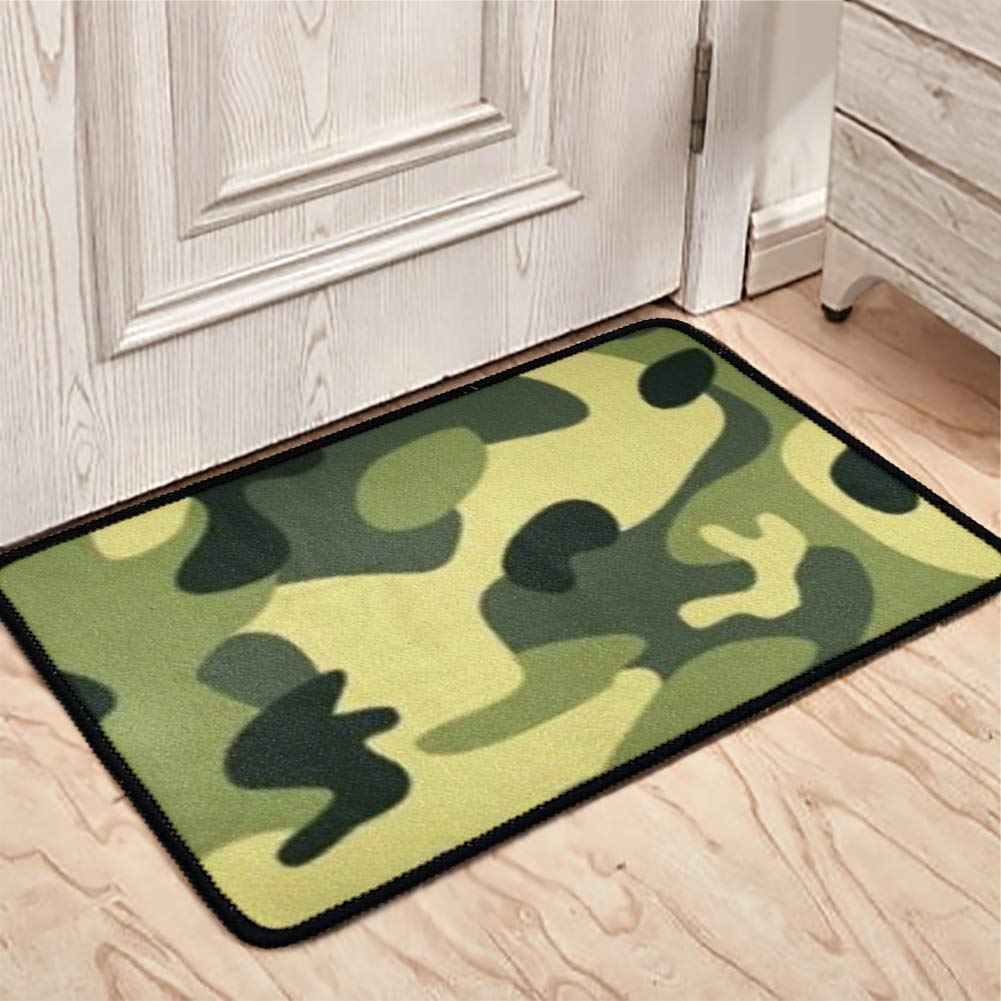 HUGS IDEA Juego de 2 alfombrillas de bienvenida para interiores y exteriores con diseño de camuflaje