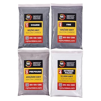 MJR Tumblers Refill Grit Kit for 25 LB Rock Tumblers Silicon Carbide Aluminum Oxide Media Polish