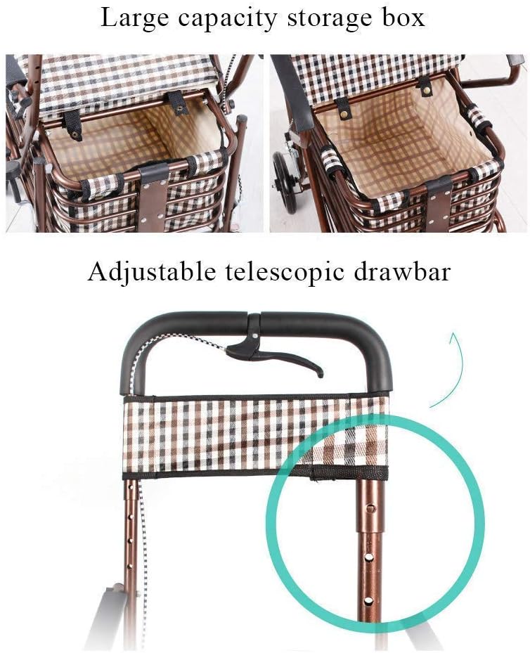 Walker Shopping Basket Trolley Foldable with Brake Give The Elderly The Best Gift Crutch Old Man Shopping Cart 75Kg Load