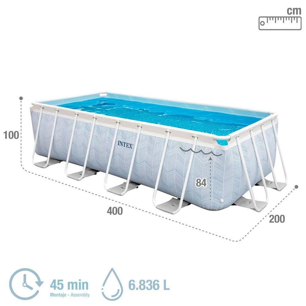 Intex - 26780NP - Kit Piscine Tubulaire rectangulaire Chevron (L) 4,00 x (l) 2,00 x (h) 1,00m