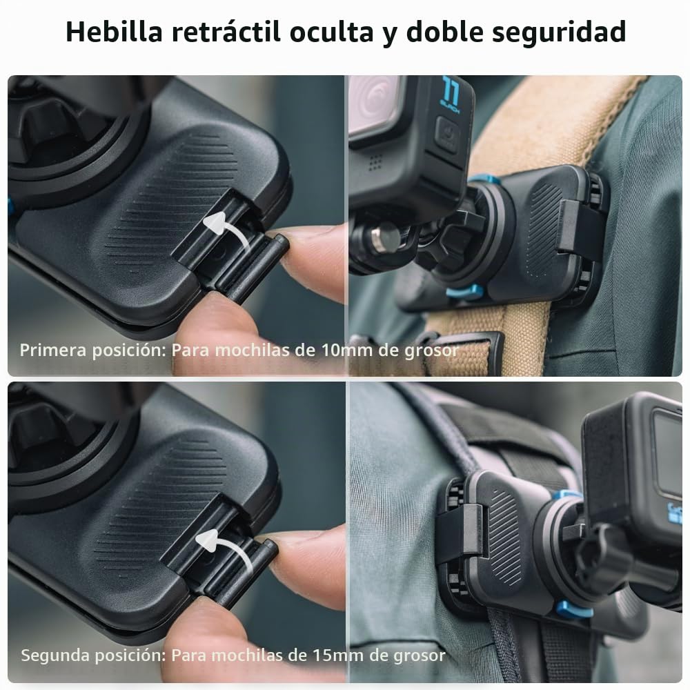 Soporte magnético de liberación rápida para Mochila GoPro, rotación de 360°, Soporte de Clip rápido Compatible con GoPro Hero 13,12, 11, 9, 8, 7, 6, 5, dji Action 5 Pro/4/3 y más