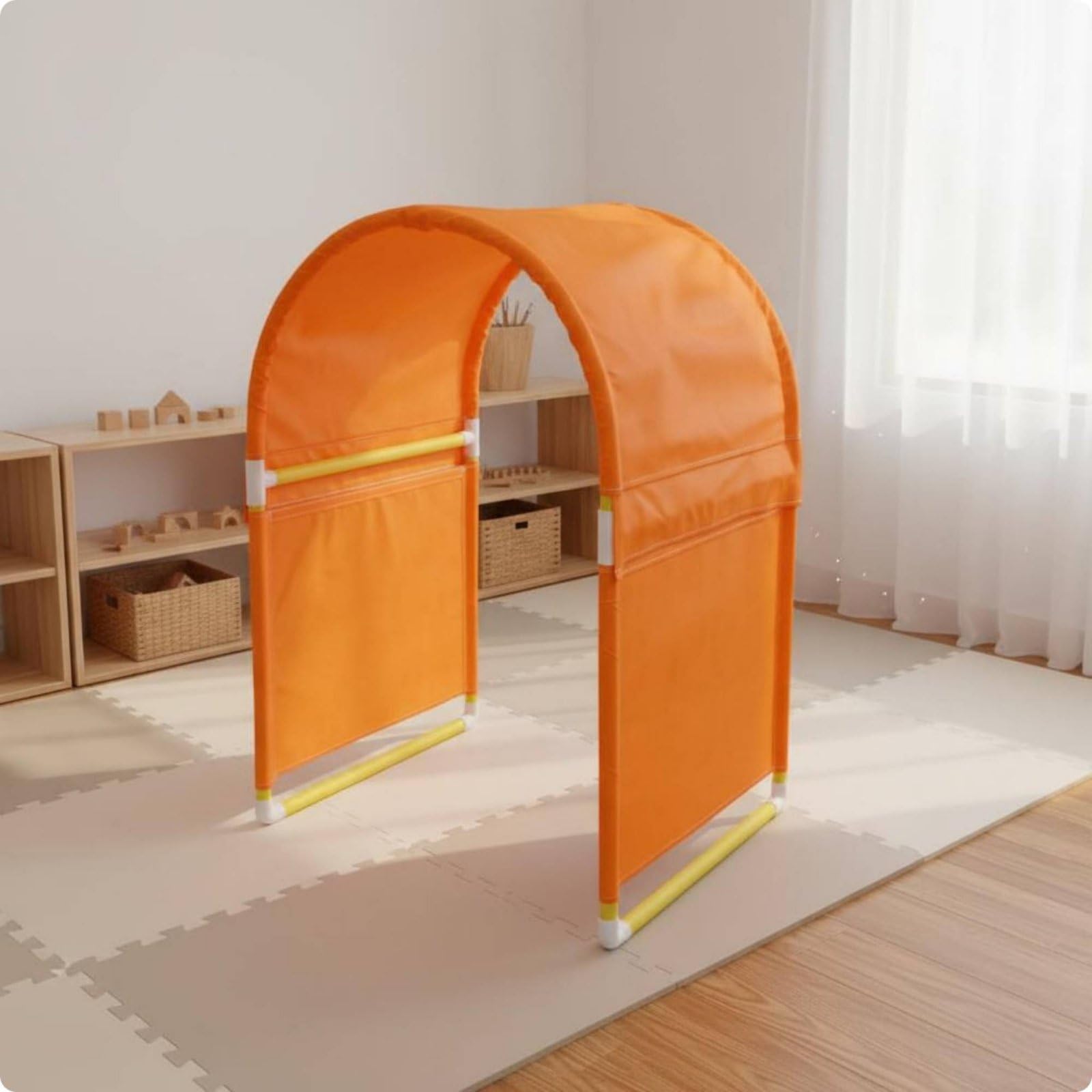 Milageto Regenbogenkriech­Tunnel einfach aufzubauen regenbogenfarbener spieltunnel tragbar bunter krabbeltunnel für vorschulkinder, Gelb