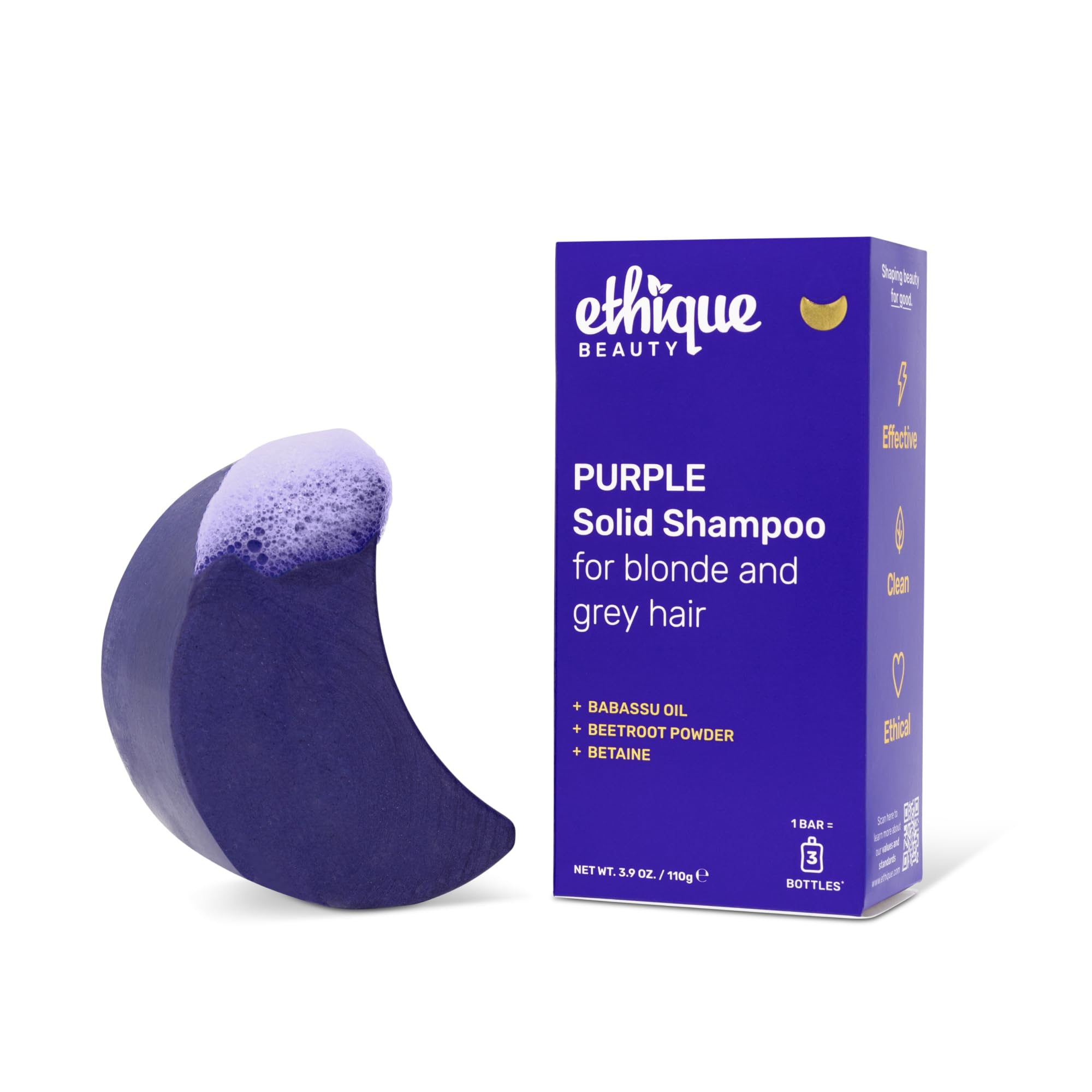 EthiquePurple Shampoo Bar for toning brassy hair - Plastic-Free, Cruelty-Free, Vegan, 3.88 oz - Formerly Tone It Down[Amazon-developed Certification] Compact by Design