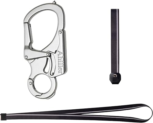 Ahiller Mosquetón Llavero con Clip, Diseño de Doble Cierre - Punta de Acero Tungsteno, Herramientas Multifuncionales para Acampar, Senderismo,