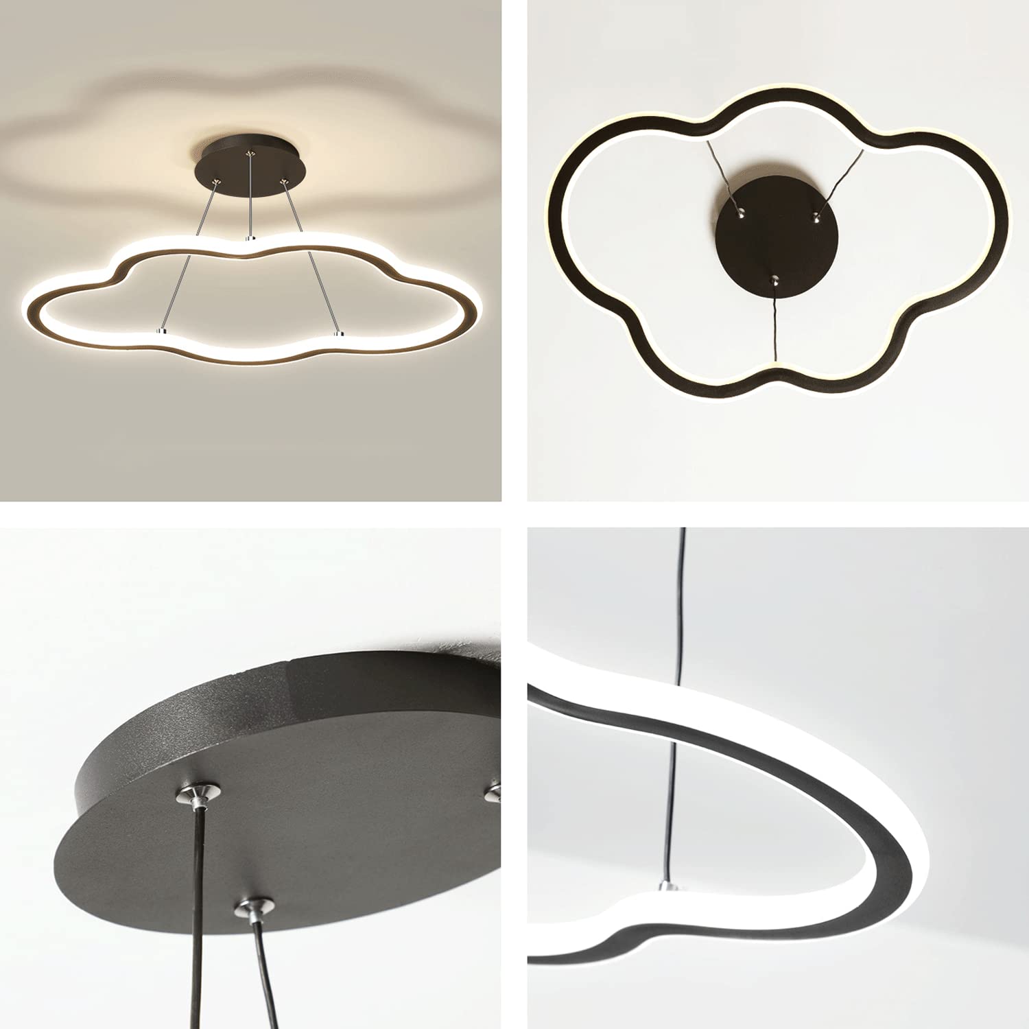Liniowa metalowa lampa wisząca, lampy wiszące w chmurze z kreskówek, nowoczesny żyrandol LED, lampa wisząca dekoracyjna do pokoju dziecięcego, czarne lampy sufitowe do sypialni