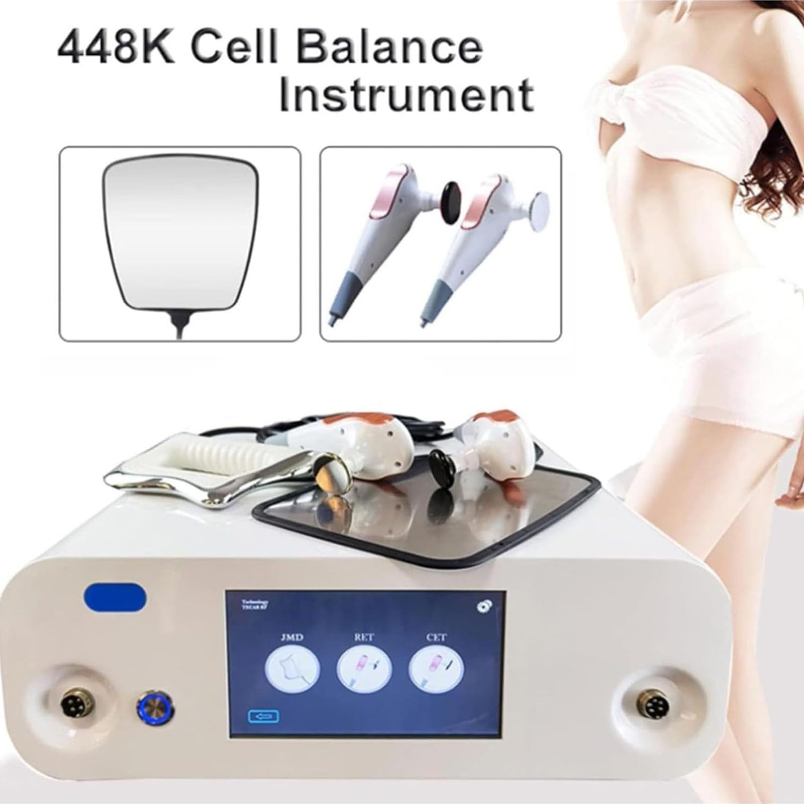 Máquina Fisioterapia Tecar 3 En 1 Cet/Ret/RF, Máquina Tecarterapia para El Manejo Dolor, Máquina Radiofrecuencia Diatermia Monopolar De 448k, Máquina para El Rejuvenecimiento Piel
