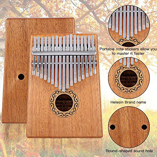 Dripex Kalimba 17 Keys Thumb Piano with Study Instruction and Tune Hammer, Finger Marimba Instrument for Music Lover Beginners(Mahogany)