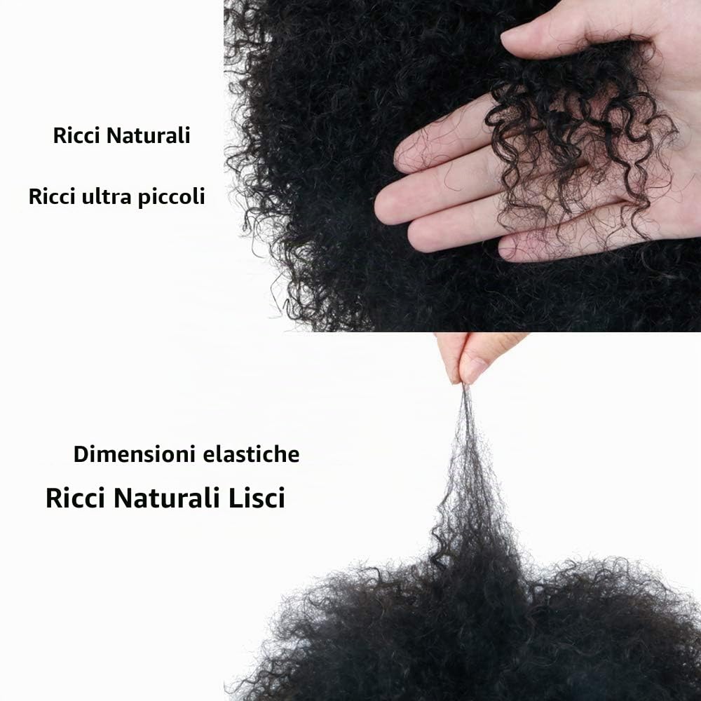Parrucca Capelli Umani Afro Kinky Curly Human Hair Wig Parrucca Riccia Parrucca Donna Capelli Veri umani Glueless Pre Plucked 180% Density Natural Color 14 inch Afro wig