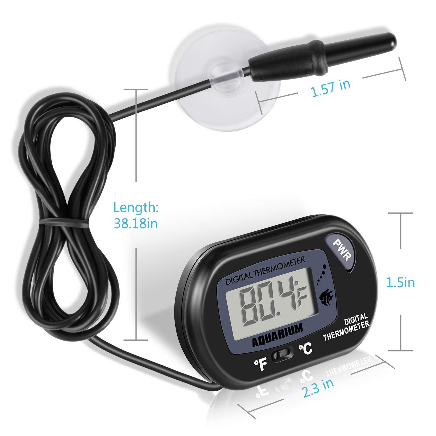 NEPTONION Aquarium Thermometer LCD Digital Aquarium Thermometer with Suction Cup Fish Tank Water Terrarium Temperature for Fish and Reptiles Like Lizard and Turtle - Image 3