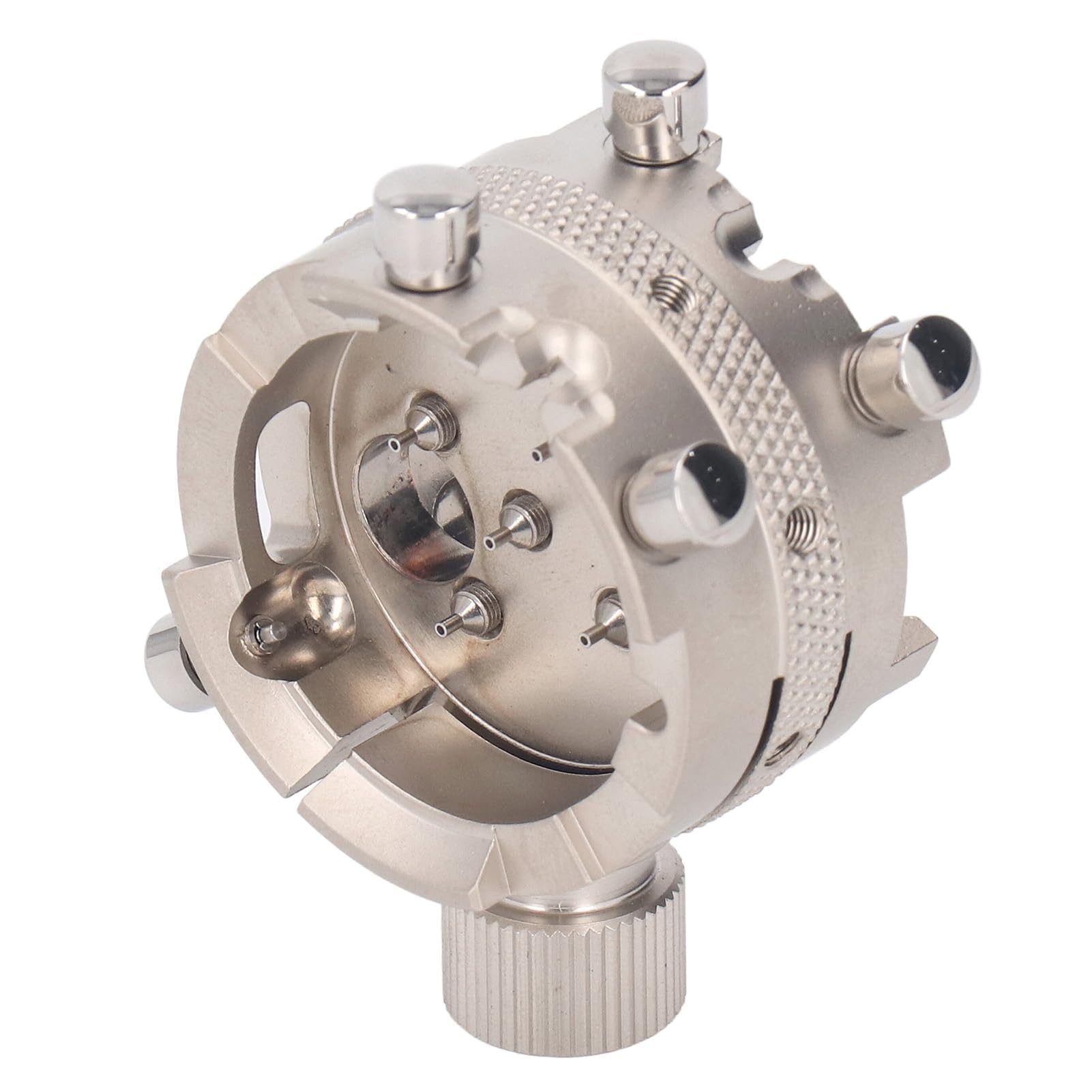 Soporte de movimiento de reloj de acero inoxidable para movimiento 7750, herramienta de ajuste de fijación segura con tornillos de tope y columnas de latón para relojeros