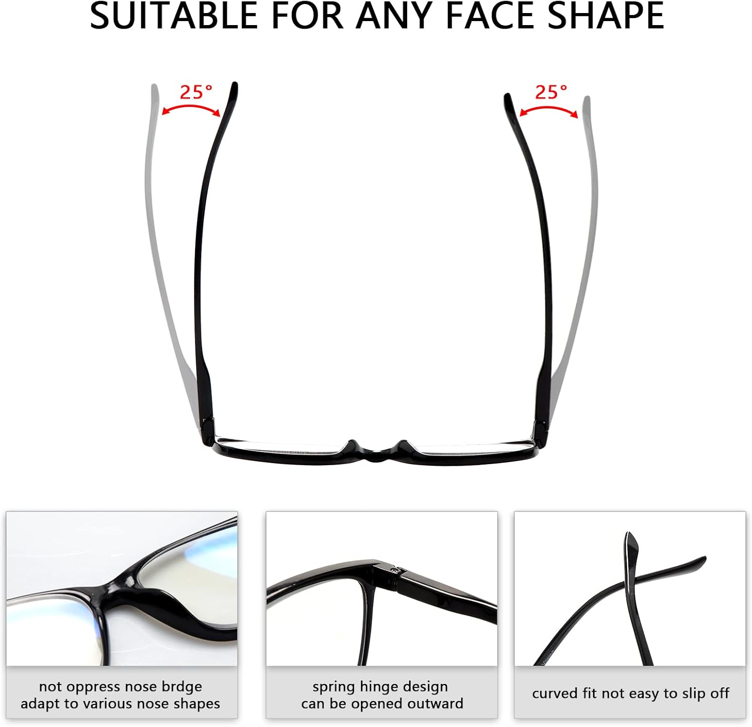 COJWIS Progressive Multifocus Reading Glasses Blue Light Blocking,Spring Hinge Readers for Women Men (2 Black, 1, multiplier_x) - Image 5