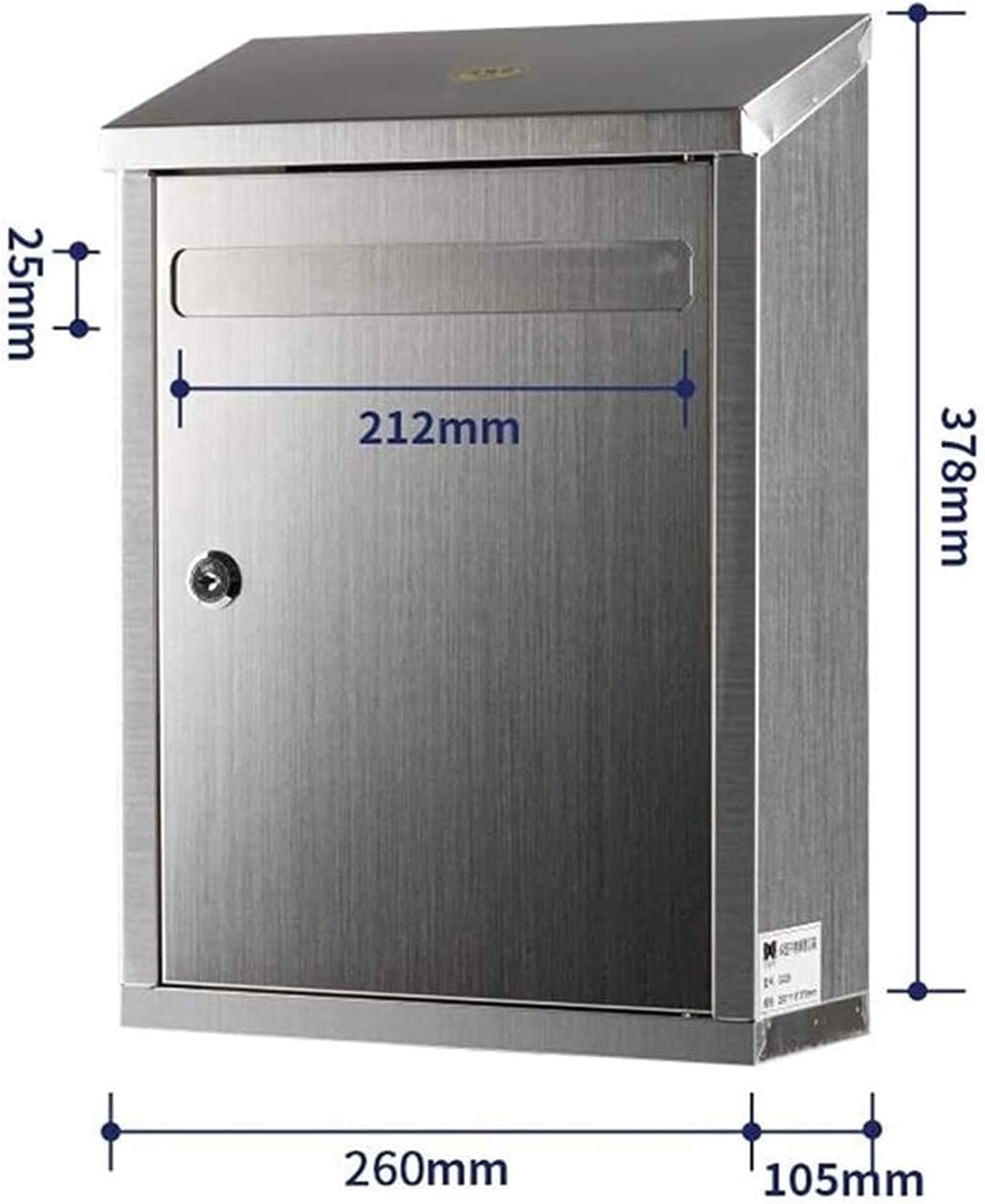Post Box Mailboxes Small Capacity Stainless Steel Wall-Mount Mailbox 10.2x4.3x15in Mailbox