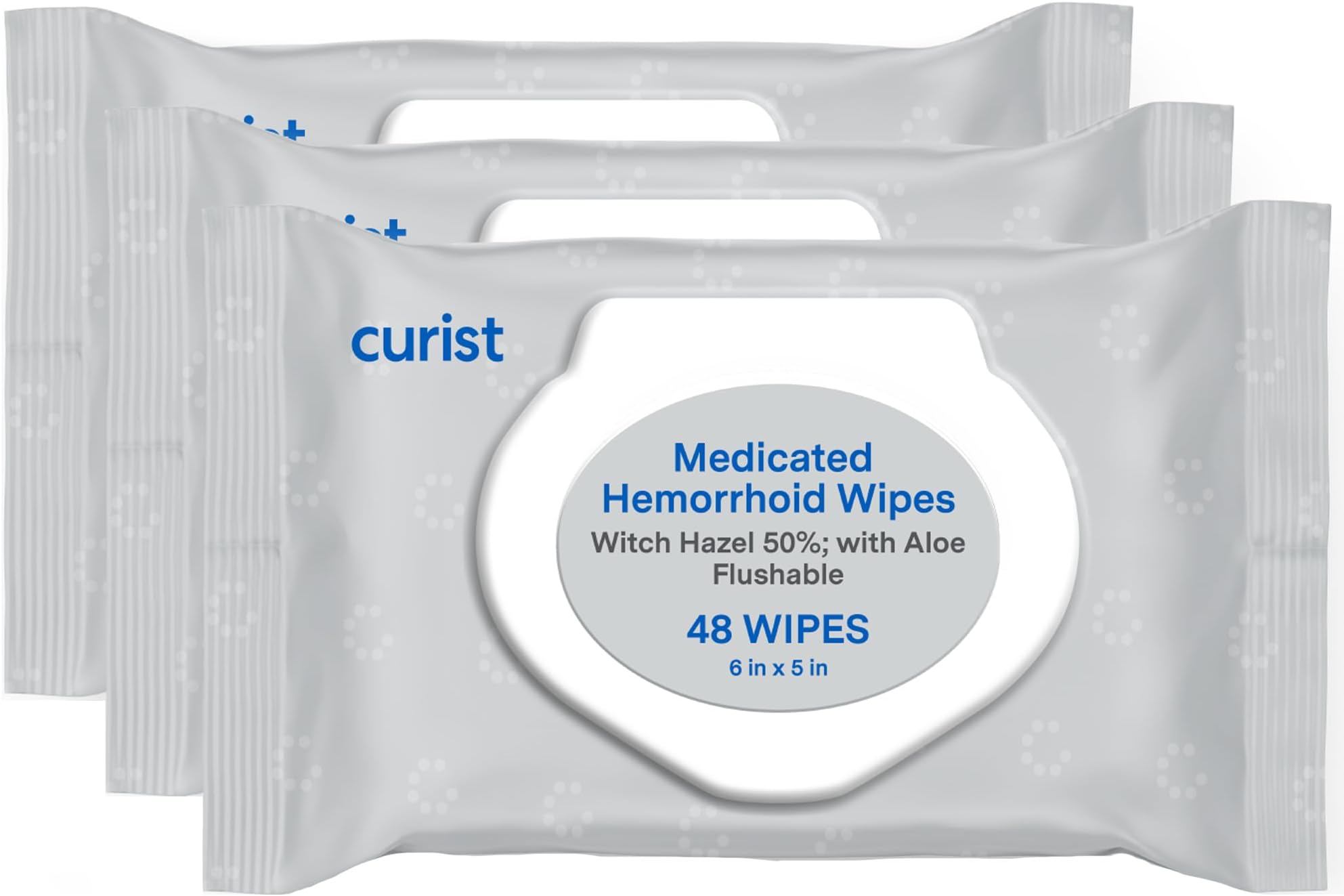 Curist Hemorrhoidal Medicated Wipes, 144 Count, with Aloe Vera & 50% Witch Hazel, Flushable, Soothe & Reduce Hemorrhoid Discomfort