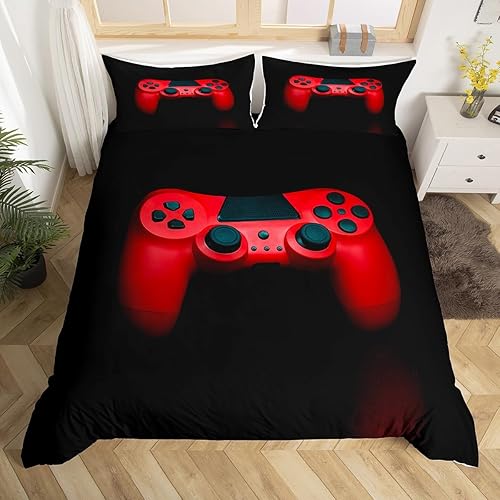 Erosebridal - Conjunto de ropa de cama tamaño individual, de 2 piezas, 1 funda para edredón decorativa negra con estampado moderno de control