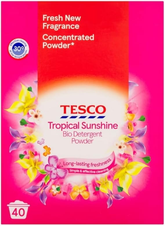 Tesco Tropical Sunshine Bio Detergent Powder, 40 Washes, 2kg, Concentrated Formula
