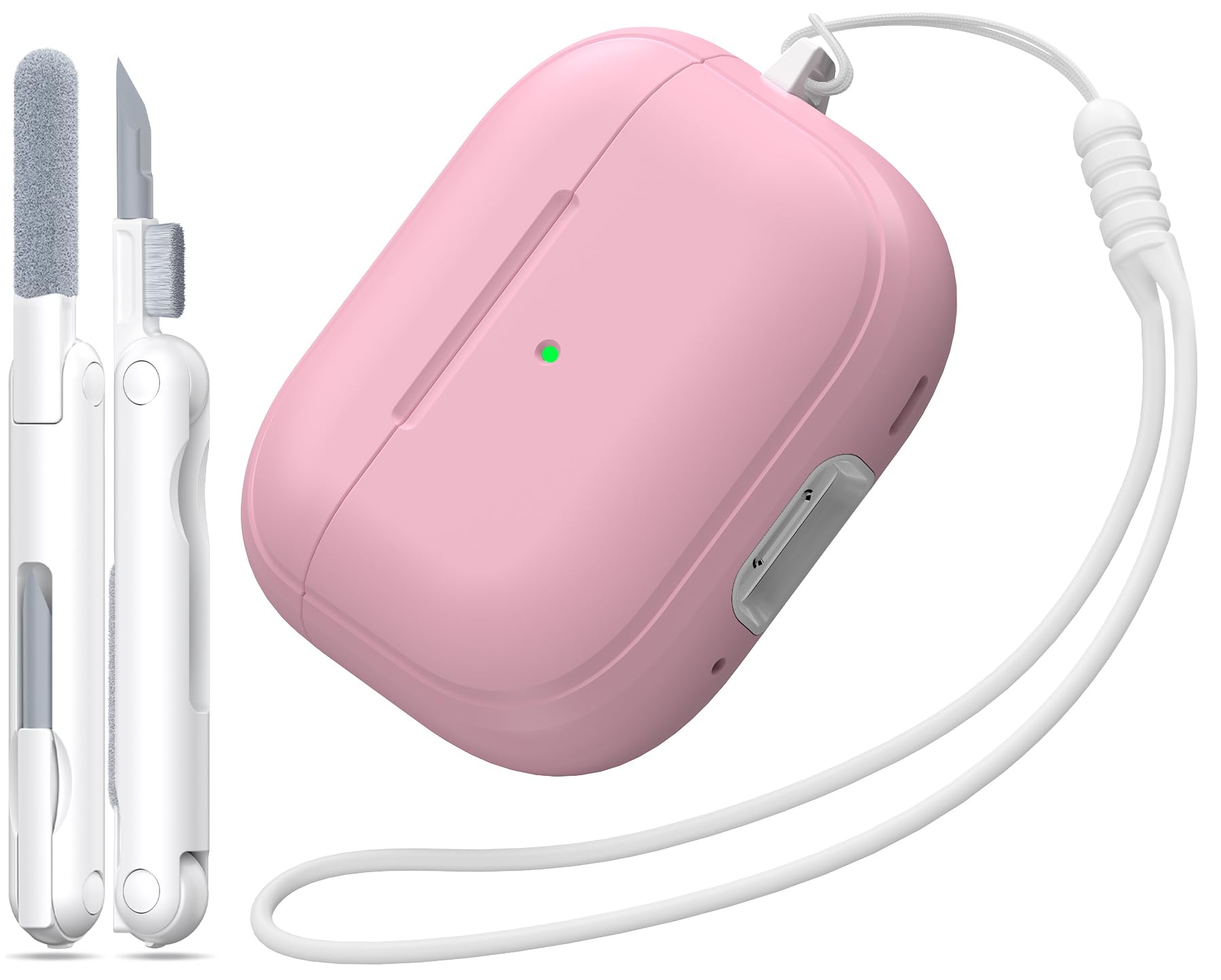 MHYALUDO Funda para AirPods Pro de 2ª generación, Funda para AirPods Pro de Silicona Suave anticaída de Grado Militar Que Absorbe los Golpes, Tacto de Piel con Llavero y Kit de Limpieza,Negro — view 29