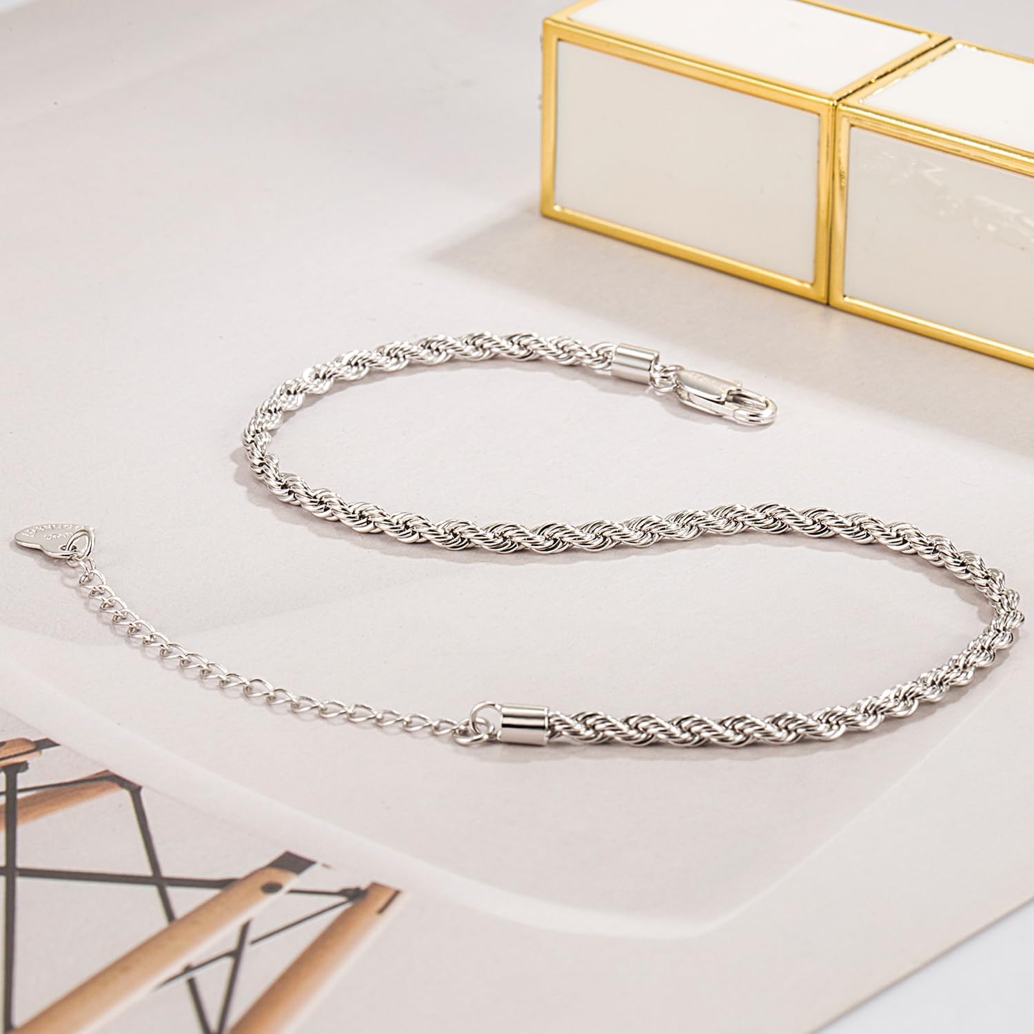 Dankadi 925 Sterling Silver Anklets Bracelet Women/Men Waterproof Simple Durable Chopin Chain/Cuban Link/Figaro/Box/Twist Rope Chain For Beach Foot Jewelry Gift
