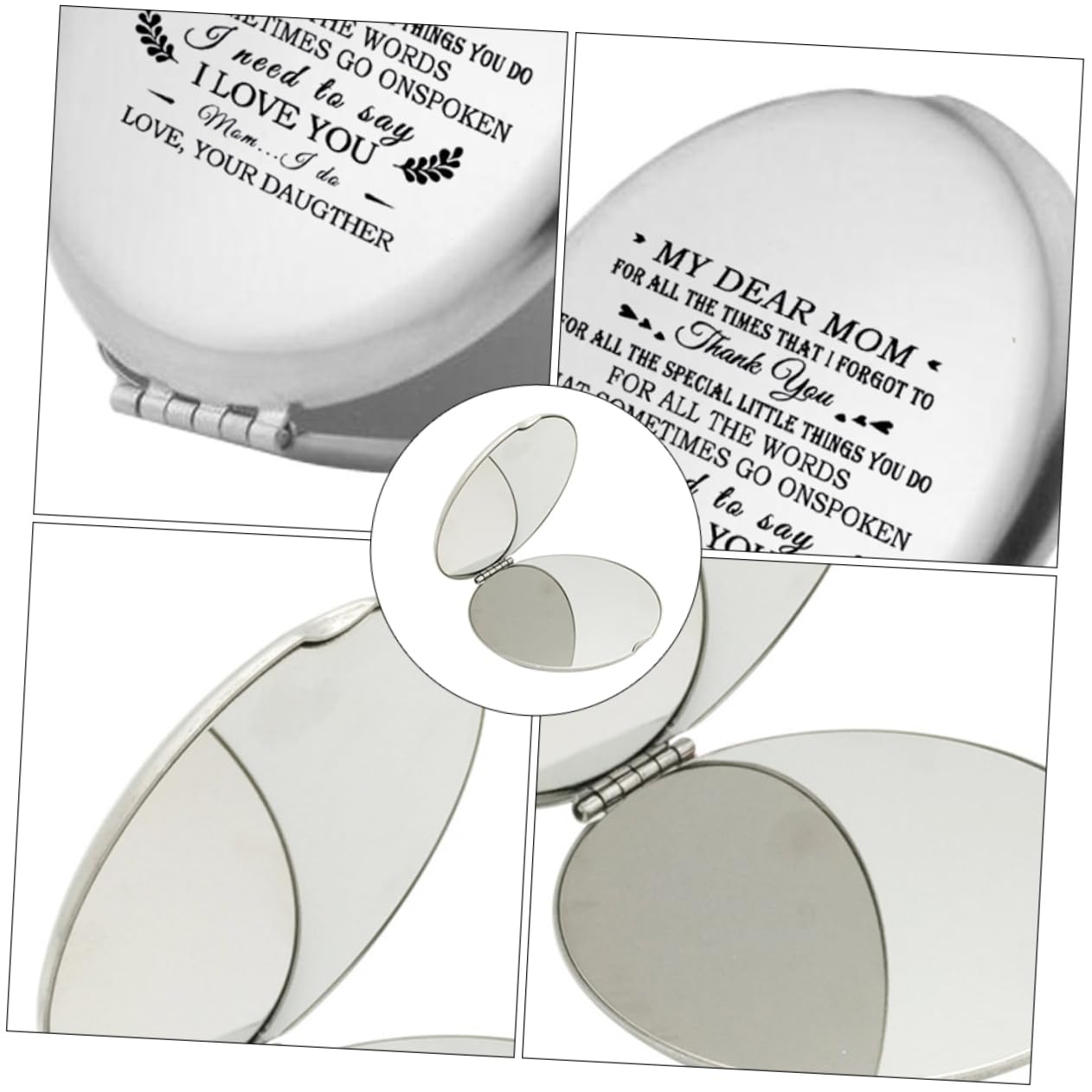 FRCOLOR 3 Mini Espejos De Maquillaje Compactos Y Elegantes Personalizados para Mujer Irrompibles Plateados para Viajes.