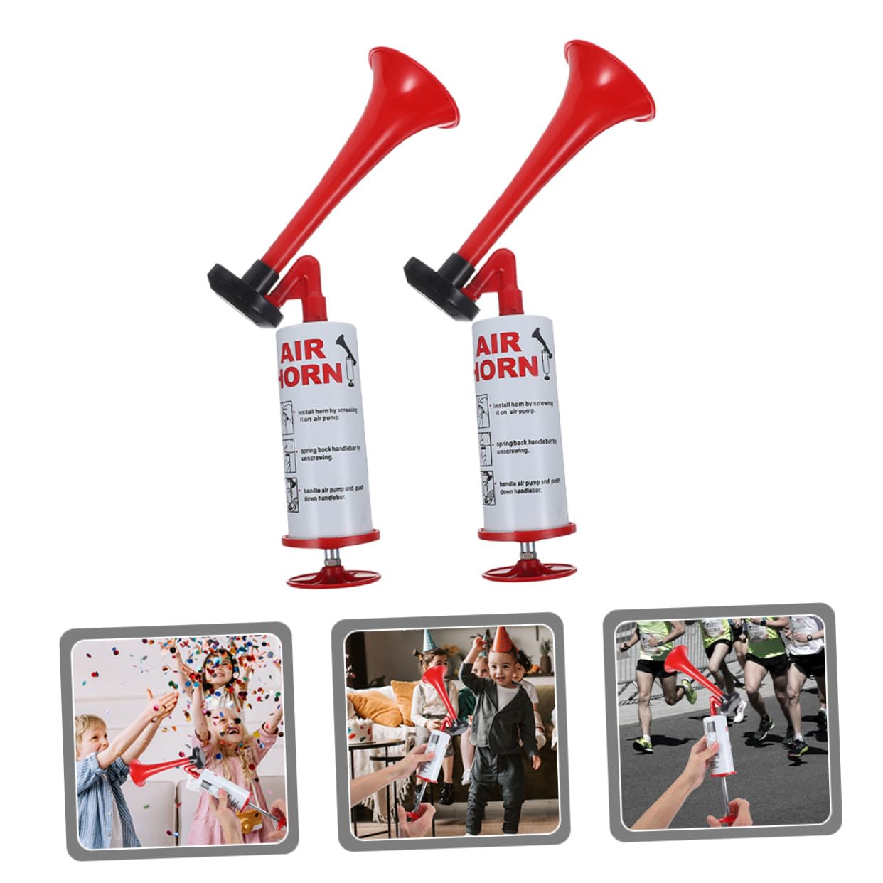 TOYANDONA 2 Stück Handliches Air Horn Fußball Event lautes Handpumpe Horn für Sportveranstaltungen Partys Boote und Fanfans Rote Cheerleader Pfeife für Feierlichkeiten und Spiele