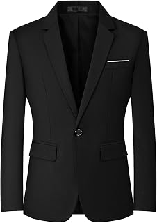 Mylldey Men's Slim Fit Blazer Jacket - Lightweight One-Button Business Casual Sport Coat for Travel & Weddings