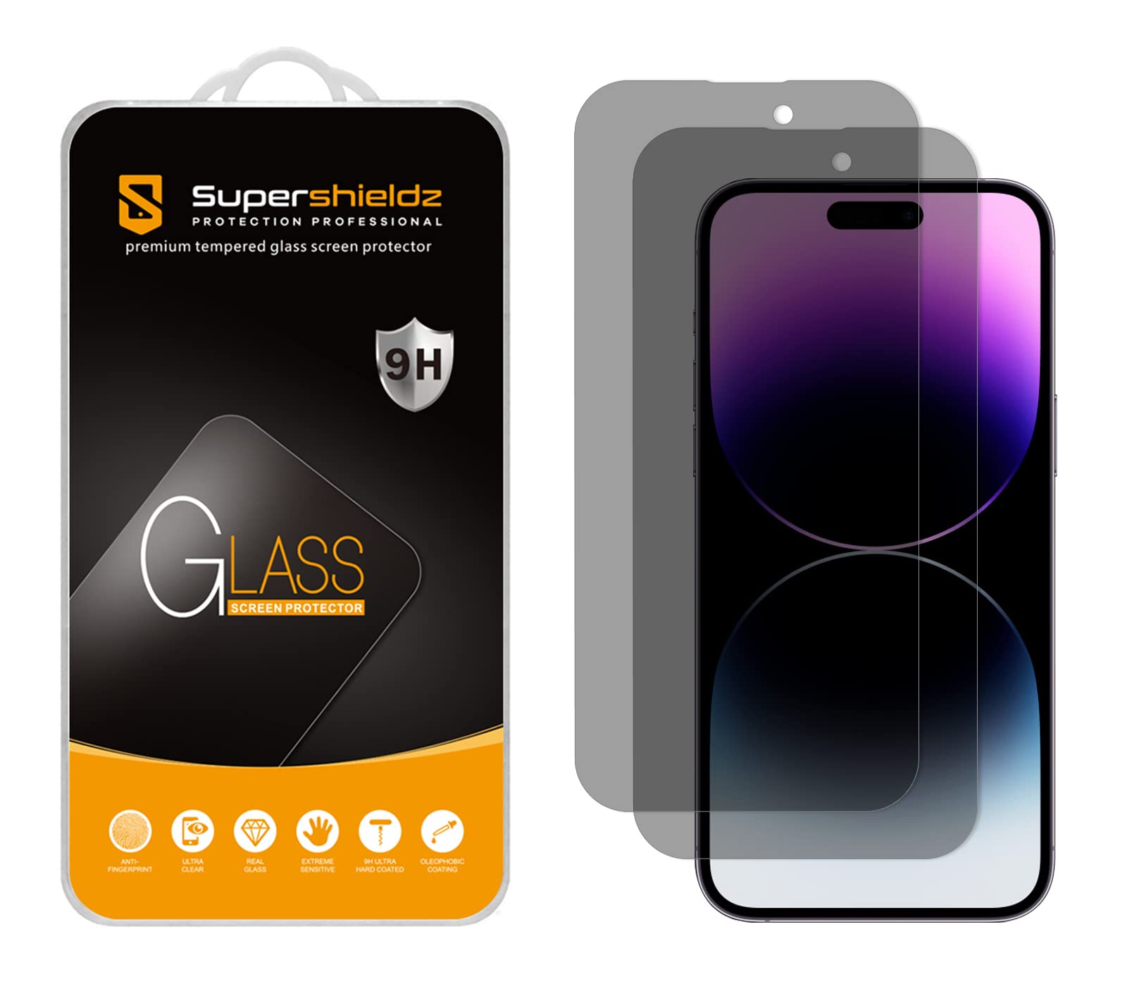 Supershieldz Paquete de 2 protectores de pantalla antiespía diseñados para  iPhone 14 Pro Max (6.7 pulgadas), vidrio templado, antiarañazos, sin