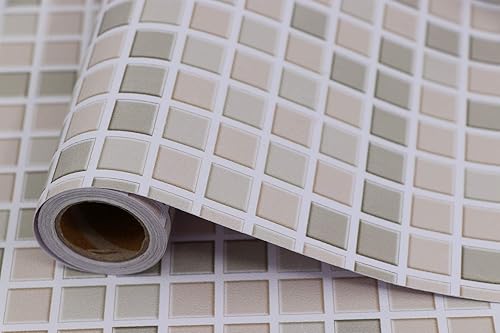 Miniatura 1 de Papel tapiz Kicthen extraíble para despegar y pegar efecto 3D mate lavable para decoración papel tapiz de mosaico marrón 157 x 787 pulgadas
