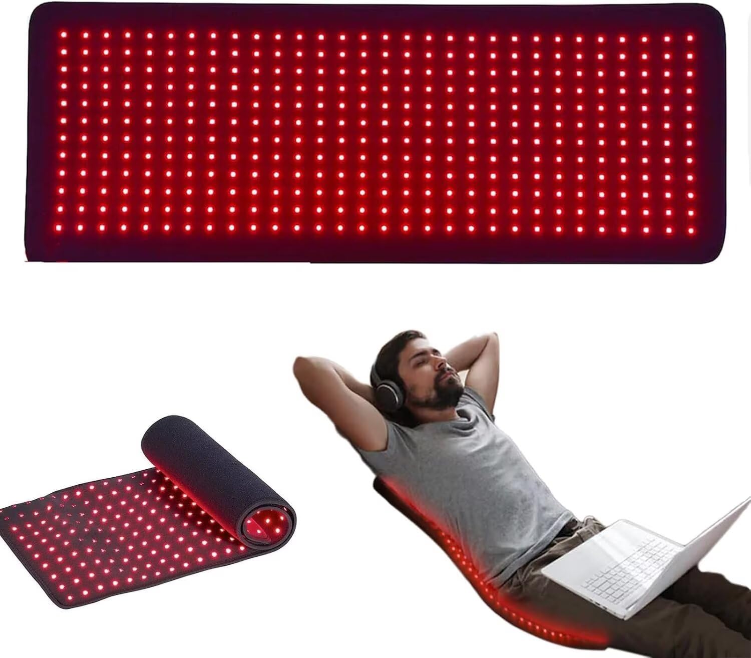 360 LED 660 nm 850 nm czerwony pasek świetlny na podczerwień z regulacją timera, na nogi, plecy, talię, ramiona, szyję
