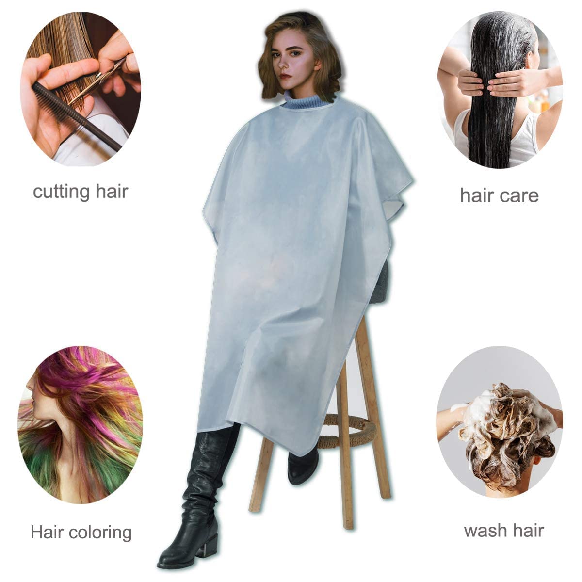 4pcs Hair Cutting Apron for Salon Disposable Hairdressing Apron Hair Dyeing Professional Cape Sheet for Parlour & Home Use Suitable for Men & Women - Image 4 thumbnail