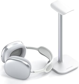 Headphone Stand, Desktop Headset Holder Heavy Base Desk Earphone Stand Aluminum Gaming Headset Hanger Rack Compatible with AirPods Max, AirPods Pro, Sony, Beats, Bose, Razer White