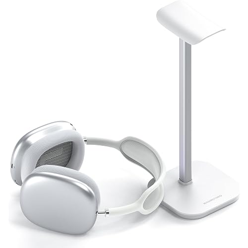 Headphone Stand, Desktop Headset Holder Heavy Base Desk Earphone Stand Aluminum Gaming Headset Hanger Rack Compatible with AirPods Max, AirPods Pro, Sony, Beats, Bose, Razer (White)