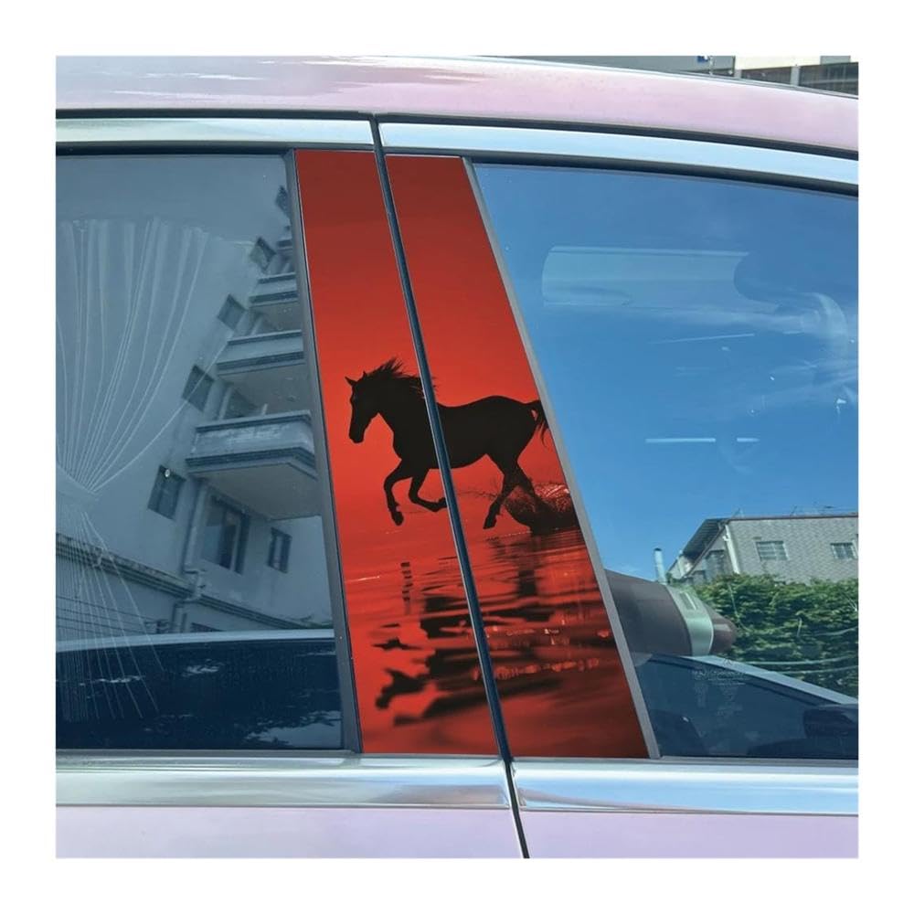 Body Parts 2pcs Car Center Pillar Sticker Running Cool Horses Auto B-Pillar Waterproof Protective Film(B)