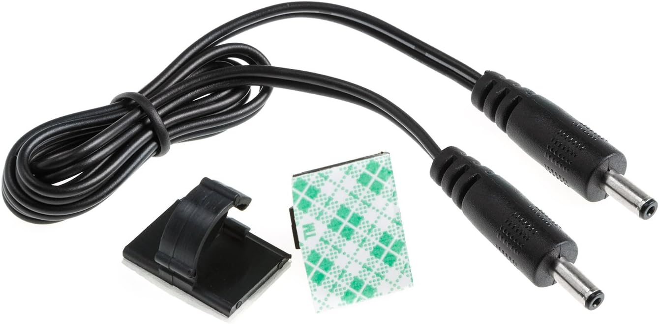 EShine Interconnect Cable - Male to Male, 3.5mm x 1.35mm, for LED Under Cabinet Lighting with Wire Clips (6.5ft, Black)