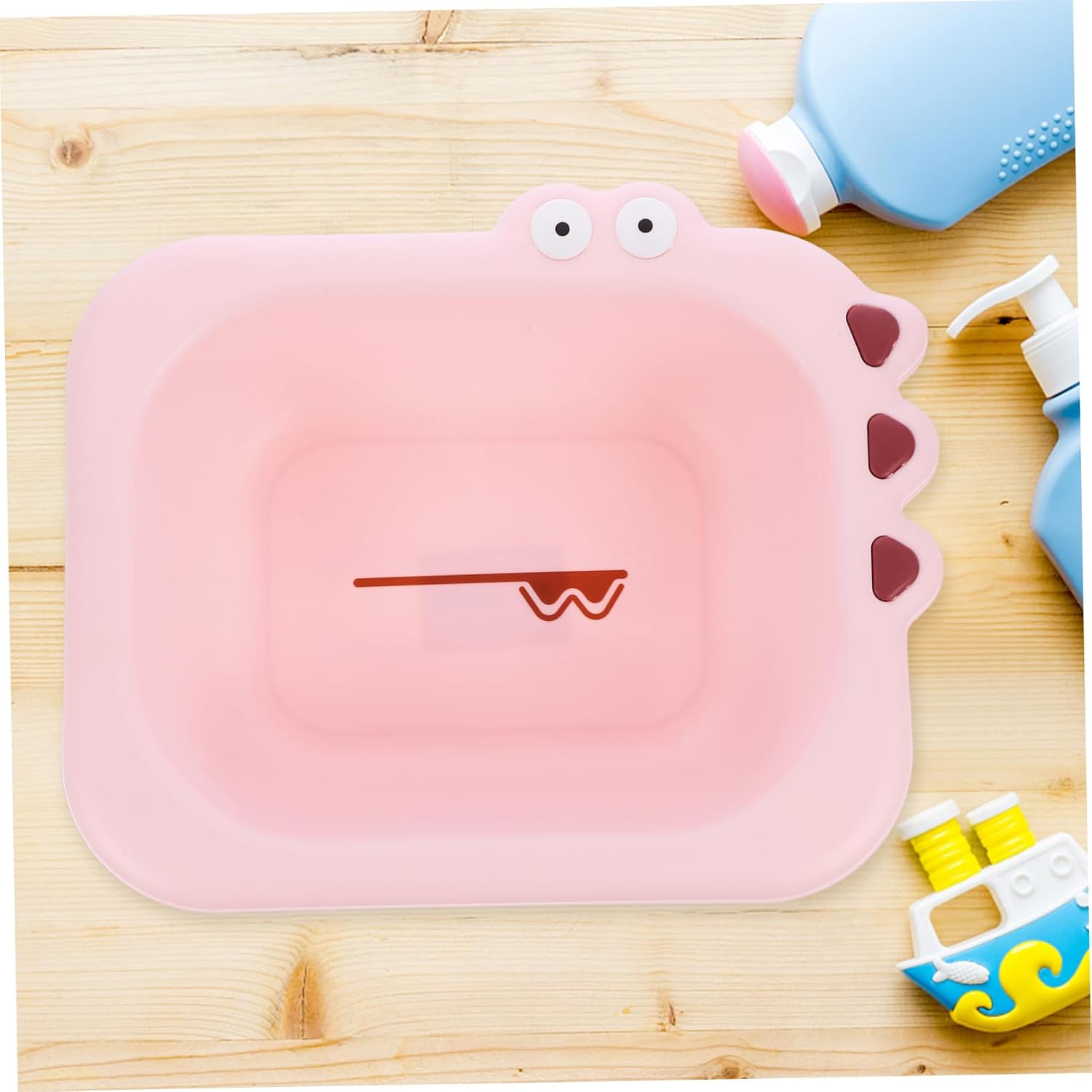 Portable Washing Basin for Newborns and Lightweight PP Cartoon Washbasin for Face Hands Feet and Diaper Cleaning Pink Household Supply