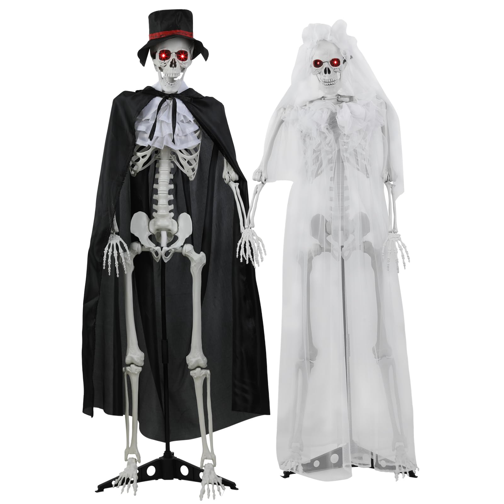 Szkielety halloweenowe naturalnej wielkości możliwy szkielet para panna młoda pan młody nawiedzony dom rekwizyt ruchome stawy świecące oczy efekty dźwiękowe wewnątrz na zewnątrz podwórko dekoracje