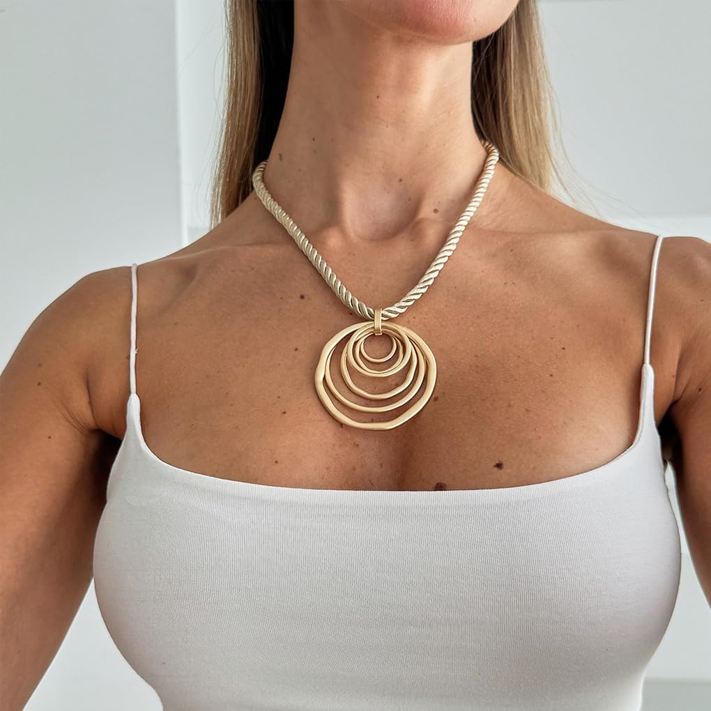 Gold Hollow Geometric Pendant Necklace for Women,Chunky Irregular Square Necklaces Spiral Swirl Statement Choker,Prom Party Jewelry Accessories - Image 2