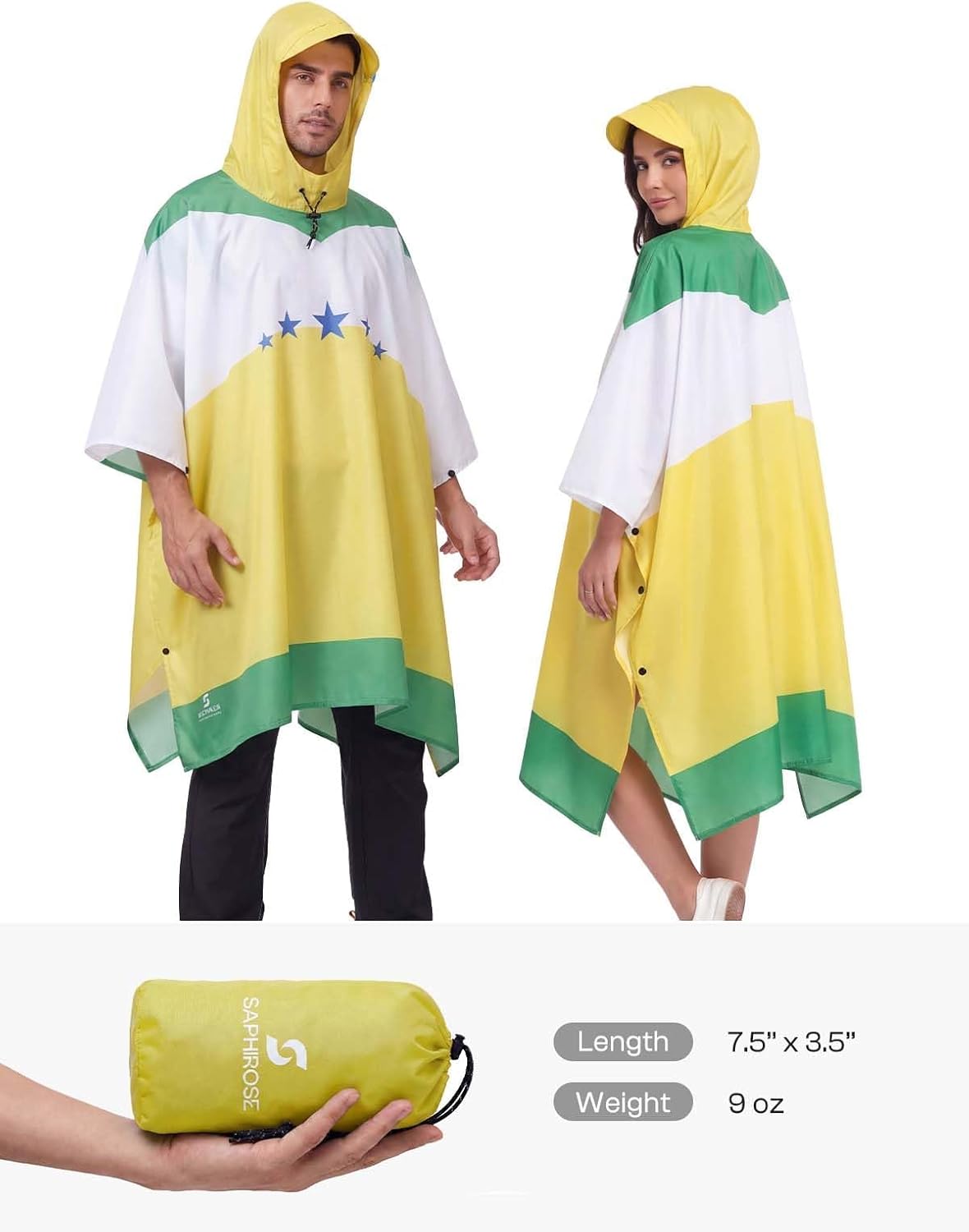  Hooded Rain Poncho Waterproof Raincoat Jacket for Men Women Adults thumbnail