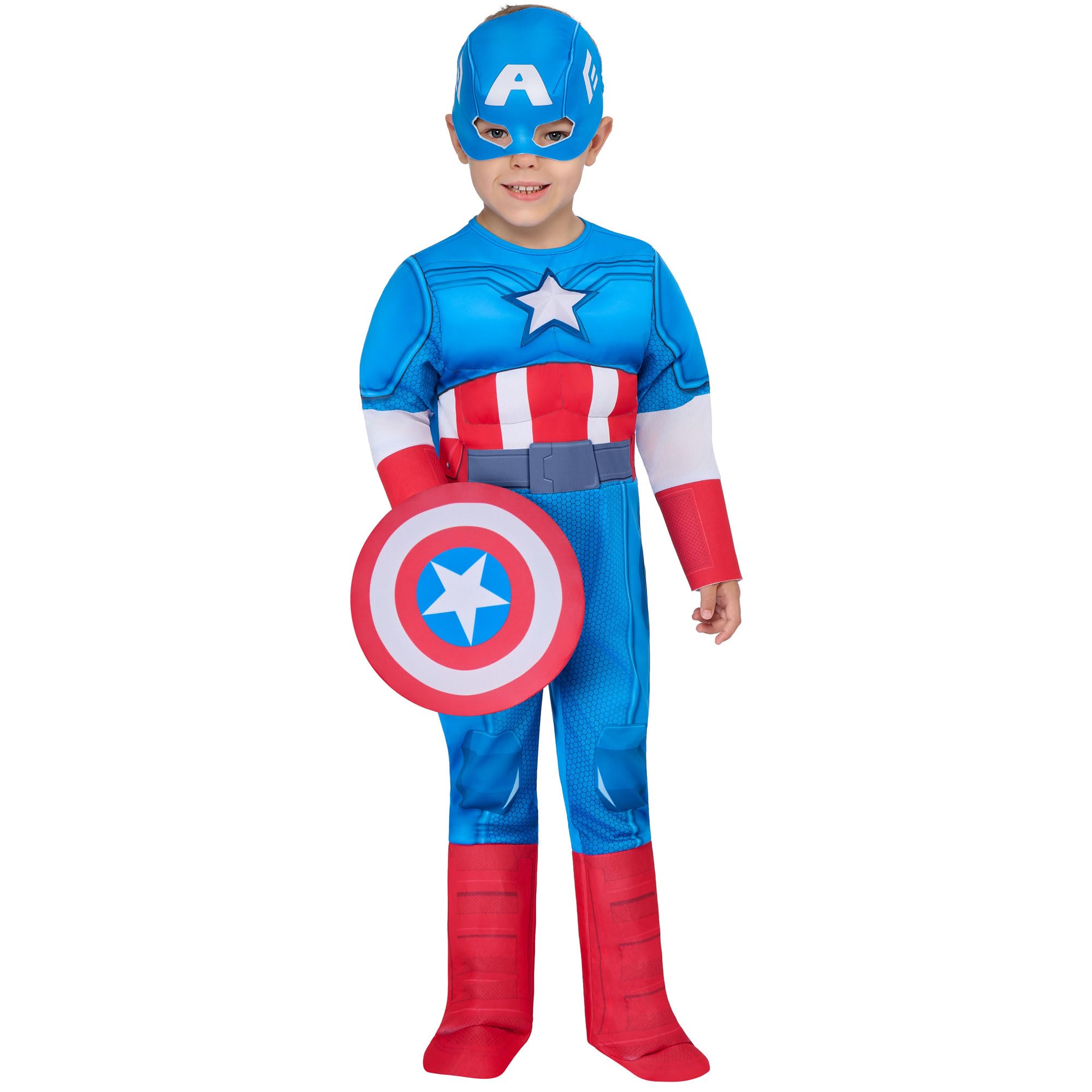 Rubies Official Marvel Spidey and His Amazing Friends Captain America Deluxe Toddler, Kids Superhero Fancy Dress, Age 3-4 Years
