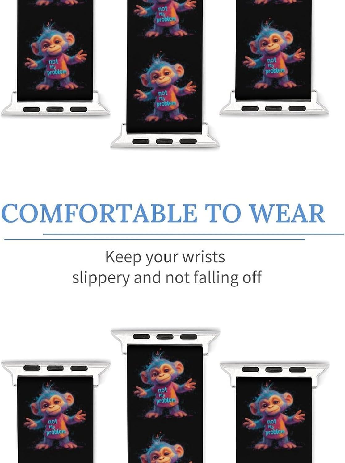 Not Funny Monkey My Problem Funny Watch Band Quick Release Replacement Watch Straps for Men Women