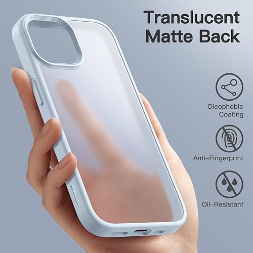 Miniatura 3 de JETech Funda mate para iPhone 15 de 6.1 pulgadas, a prueba de golpes, protección contra caídas de grado militar, cubierta trasera translúcida