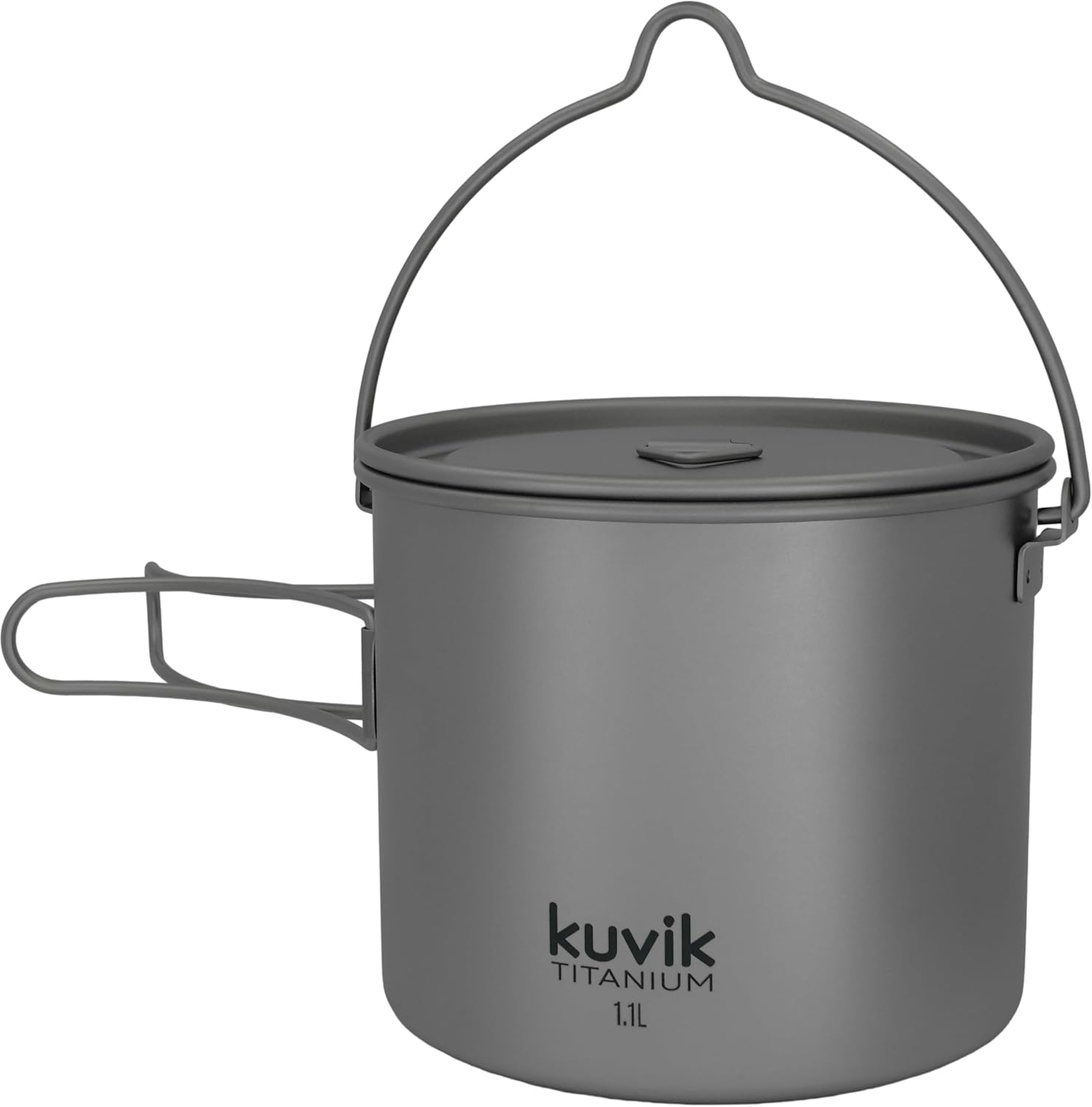 Kuvik 1100ml (37 oz) Titanium Pot with Bail Handle - Ultralight and Compact Pot for Backpacking, Camping, and Survival