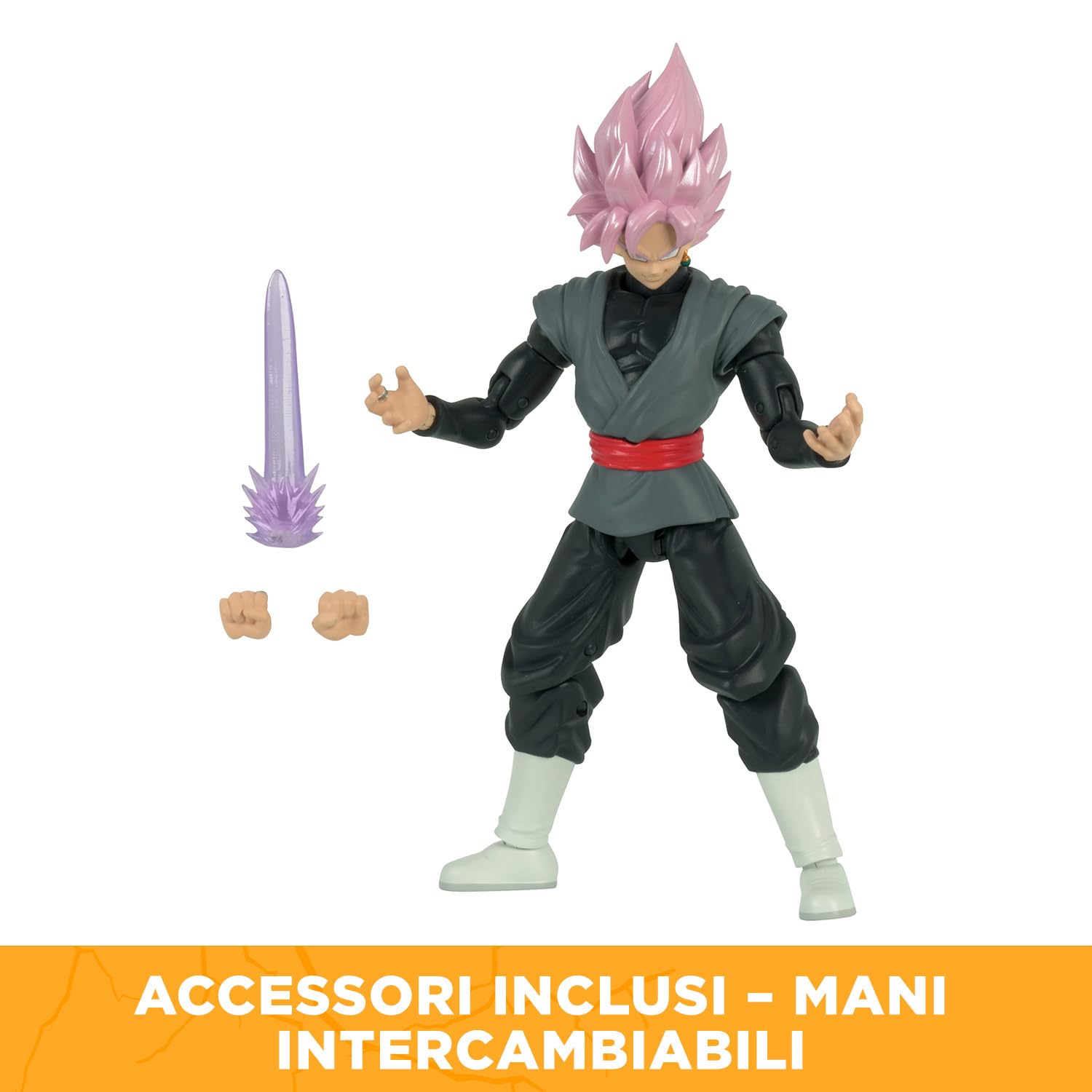 Dragon Ball Super Bandai Action Figure Dragon Stars Super Saiyan Rosé Goku Black 17 cm - Personaggio articolato con accessori - Licenza ufficiale Dragon Ball - Giocattolo dai 4 anni in su - 35866