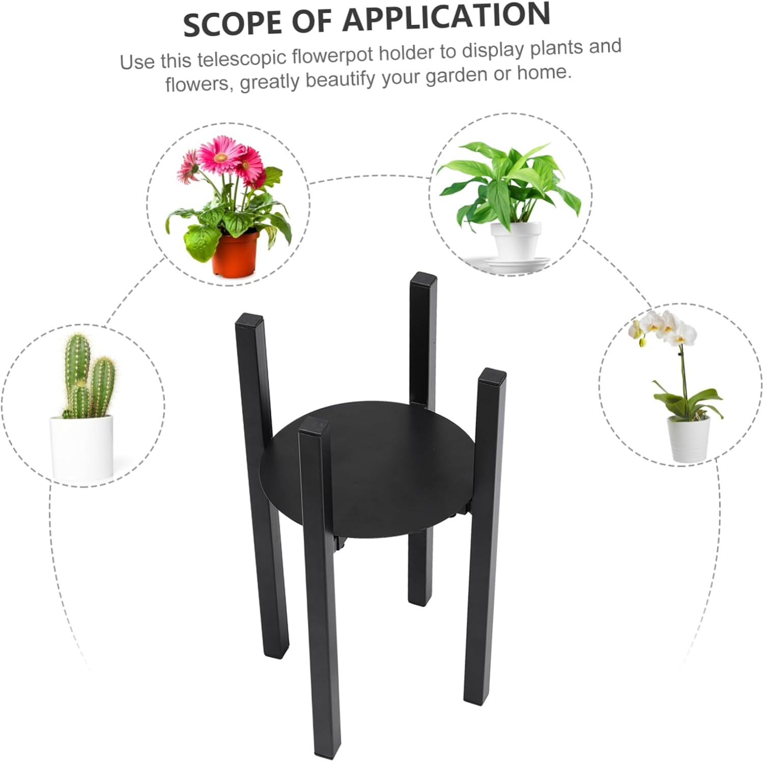 BESPORTBLE Telescopic Iron Plant Stand for Use Flower Pot Holder Support Brackets Elegant Design for Cactus Snake for Decor