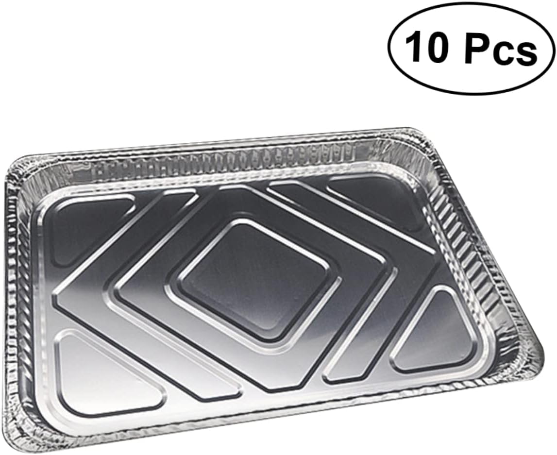 10pcs Disposable Aluminum Foil Pan Tray Tin Liners for Grill Maintenance