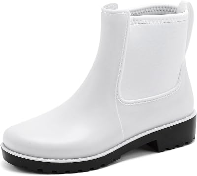Women's Short Rain Boots, Waterproof Ankle Rubber Boots