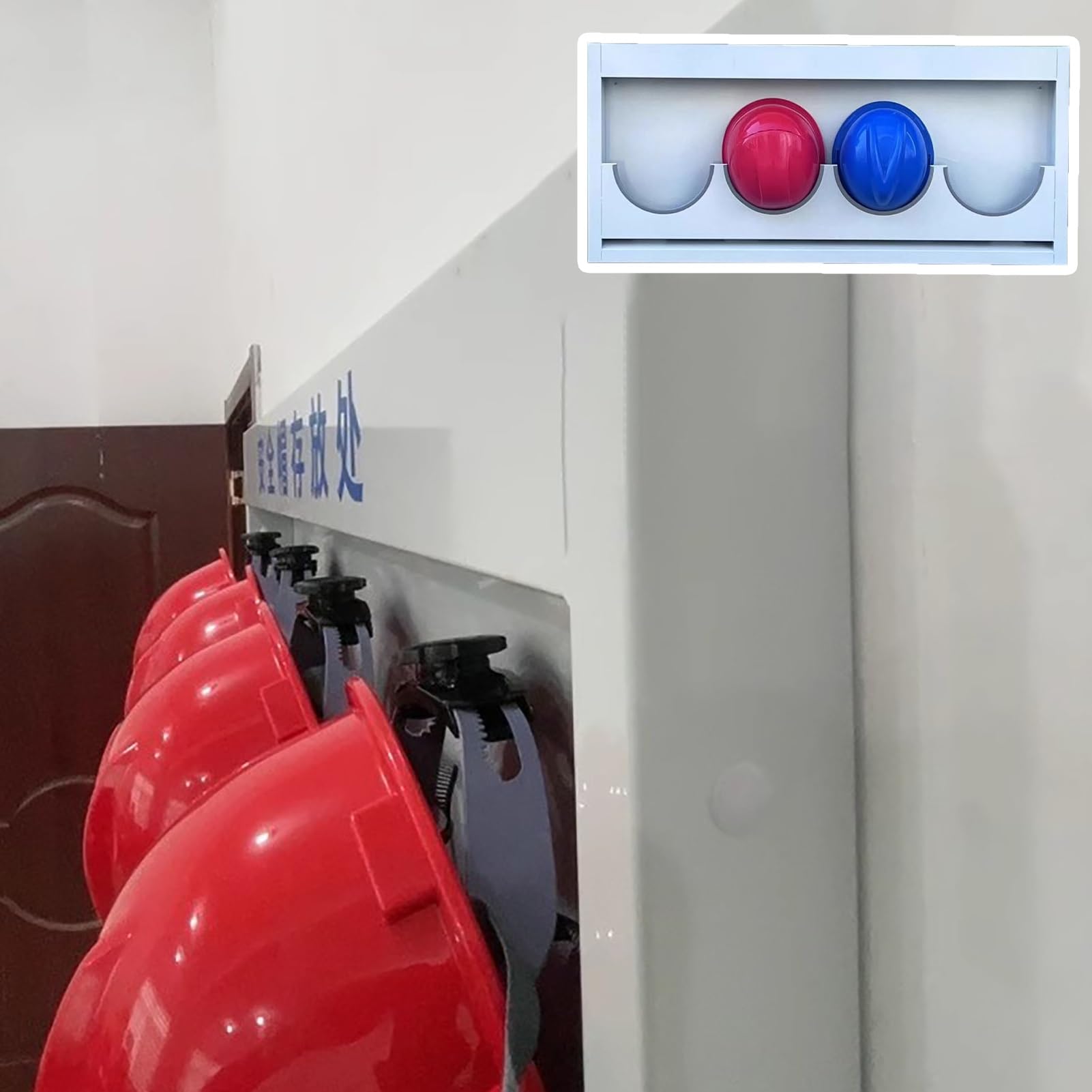 Espositore da parete per caschi da vigile del fuoco, gancio per elmetto rigido per cantiere o officina, organizzazione di attrezzi di sicurezza