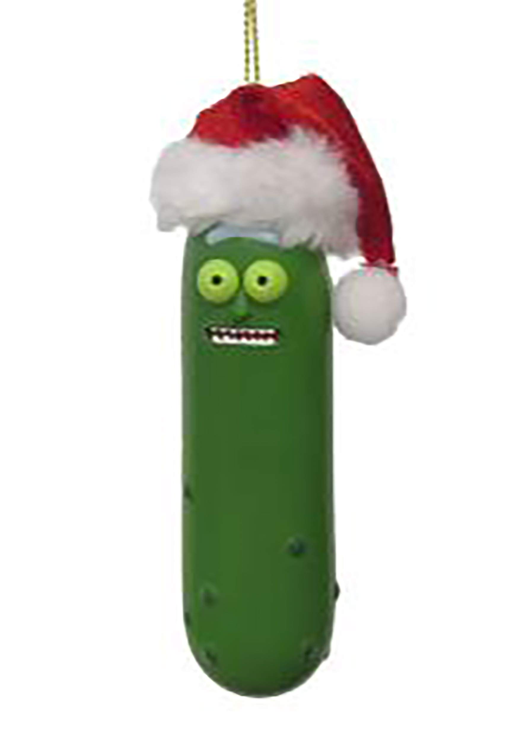 Kurt Adler Pickle Rick Wears Santa Hat Molded Ornament Standard Green RM1186