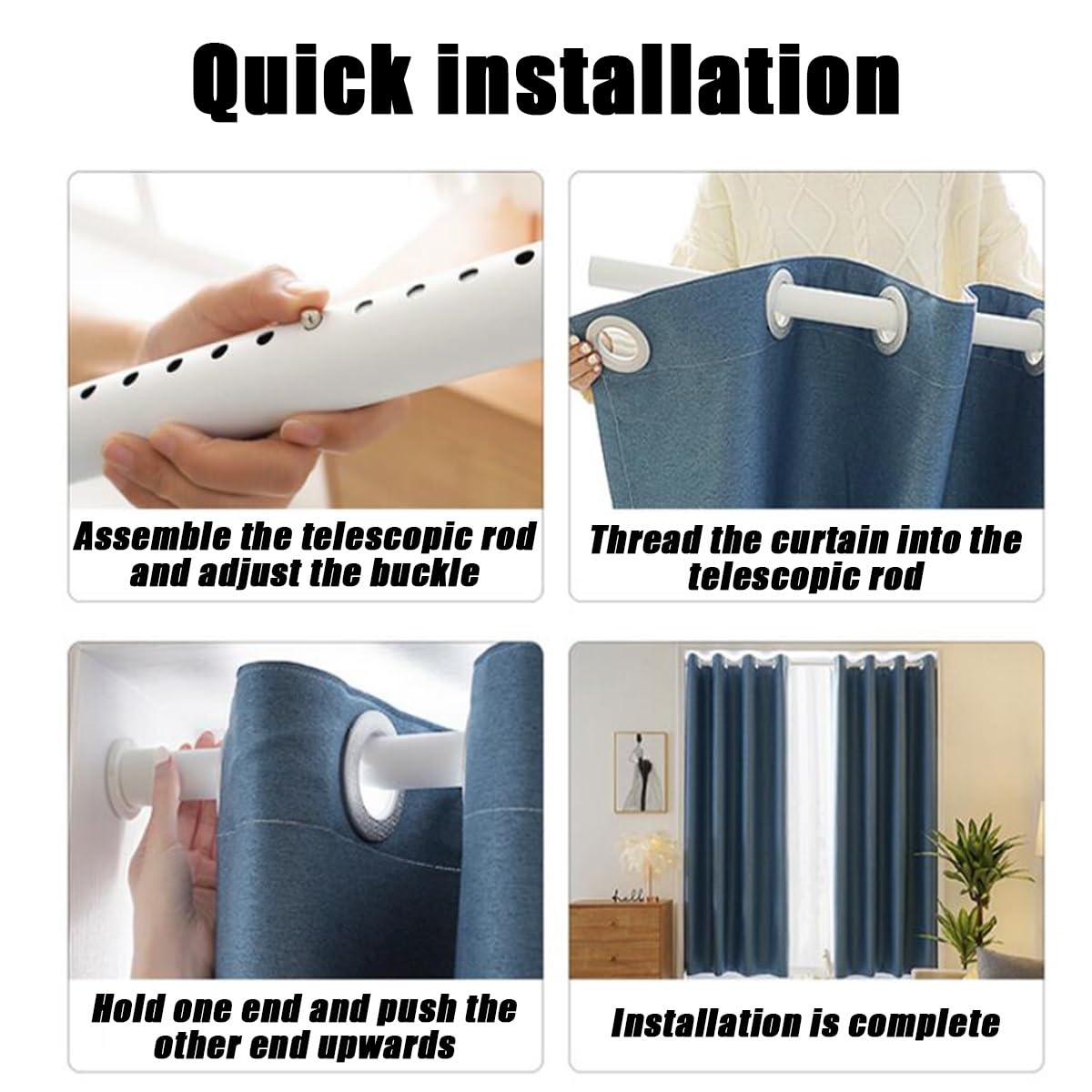 Barra telescópica multifuncional de acero inoxidable, ajustable, sin taladro, 55-368 cm, para puertas, ventanas y balcones, color blanco.