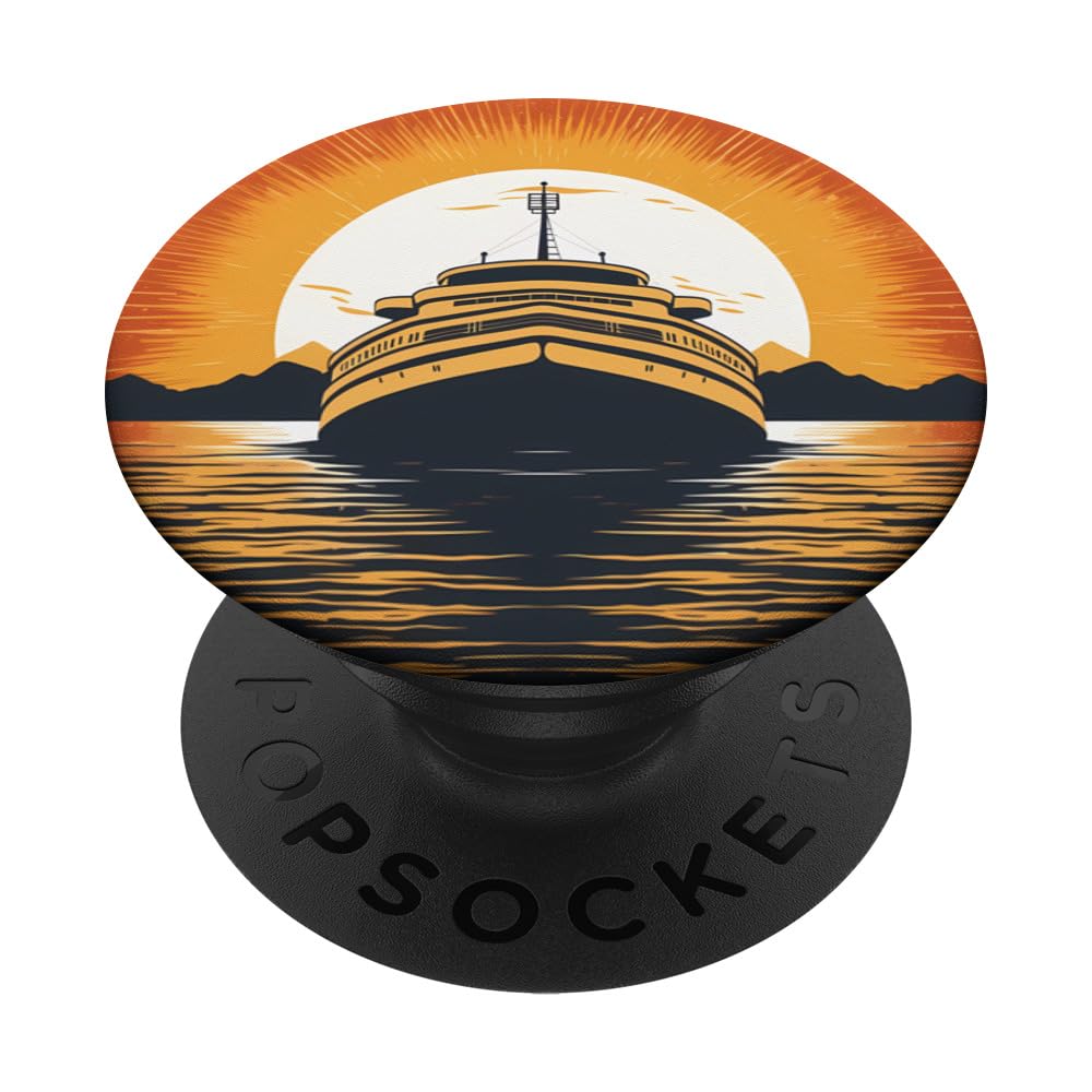 Cruising Love Family Vacation on a Cruise Ship PopSockets Swappable PopGrip, Black