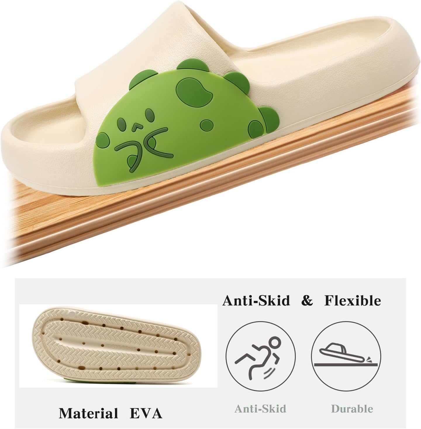 Sandals for Girls and Boys,Mens Slippers Sandals for Women,EVA Anti-Slip Indoor & Outdoor Kids Slippers Smile Face Open Toe Spa Bath Pool Gym House Casual Shower Shoes - Image 4